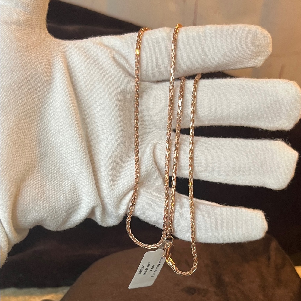 20” Italian Rose Gold over Wheat Chain Necklace